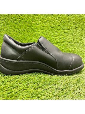 Mellow Walk Jamie Womens Size 6 Triple Black Steel Toe Safety Work Slip-On Shoes